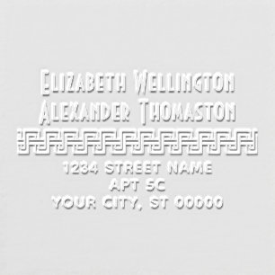 Woven Greek Key Couple Two Name #3 Return Address Embosser