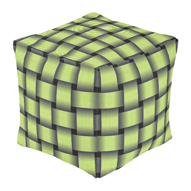 Woven Greenery Outdoor Pouf (Angled Front)