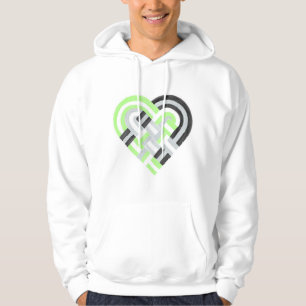 Woven Heart Agender Pride Flag Green Gray Black Hoodie