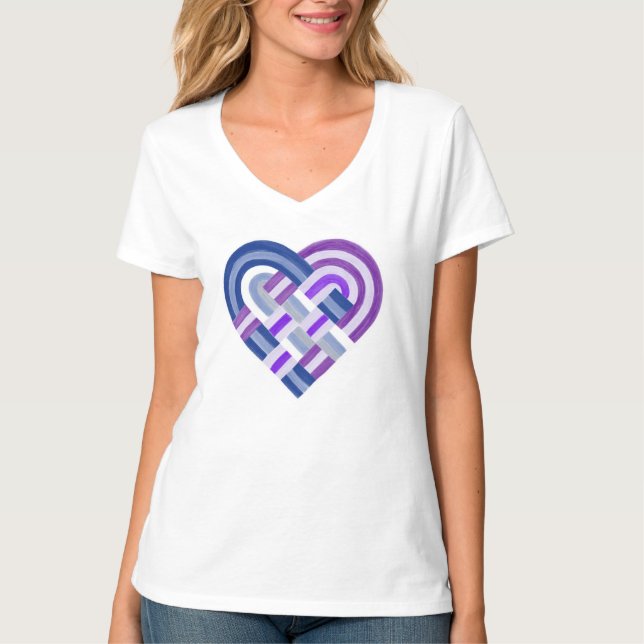 Woven Heart Butch Lesbian Pride Flag Purple Blue T-Shirt (Front)
