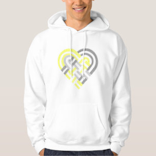 Woven Heart Demigender Pride Flag Yellow Gray Hoodie
