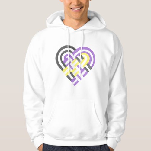 Woven Heart Nonbinary Pride Flag Purple Yellow Hoodie