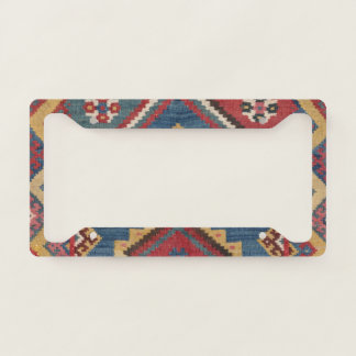 Woven Kilim Royal Blue Yellow Classic License Plate Frame