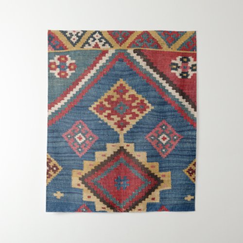 Woven Kilim Royal Blue Yellow Classic  Tapestry