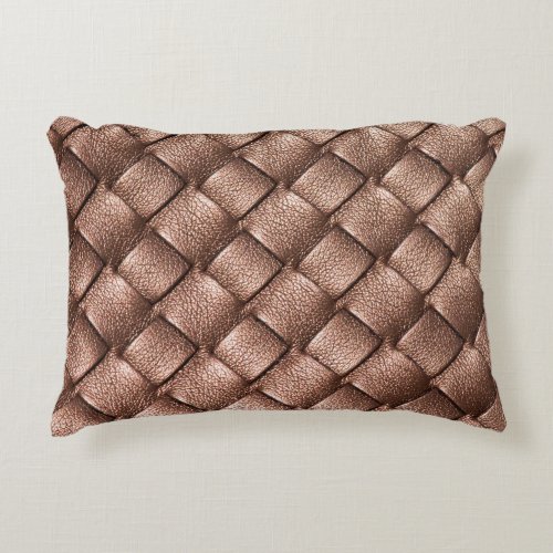 Woven leather bronze color background accent pillow