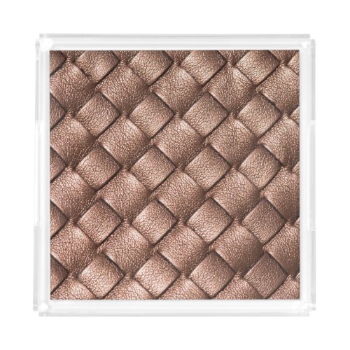 Woven leather bronze color background acrylic tray