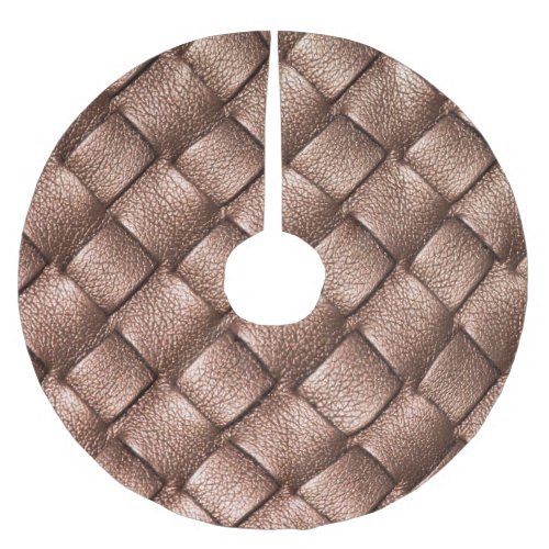 Woven leather bronze color background brushed polyester tree skirt