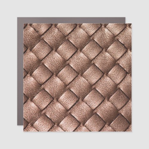 Woven leather bronze color background car magnet