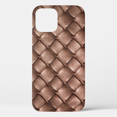 Woven leather bronze color background iPhone 12 case