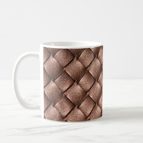 Woven leather bronze color background coffee mug
