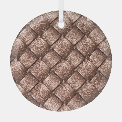 Woven leather bronze color background glass ornament