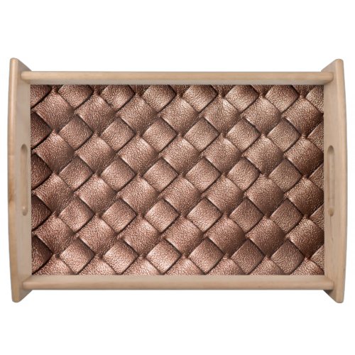 Woven leather bronze color background serving tray