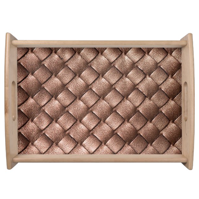 Woven leather, bronze color background. serving tray (Front)