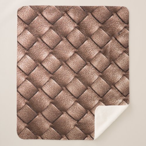 Woven leather bronze color background sherpa blanket