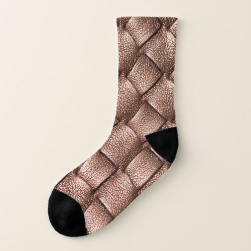 Woven leather bronze color background socks