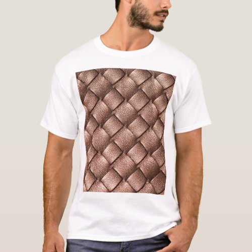 Woven leather bronze color background T_Shirt