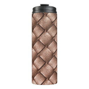Woven leather, bronze color background. thermal tumbler