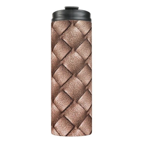 Woven leather bronze color background thermal tumbler