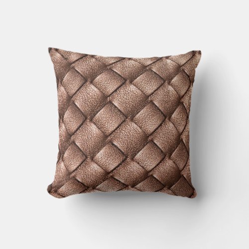 Woven leather bronze color background throw pillow