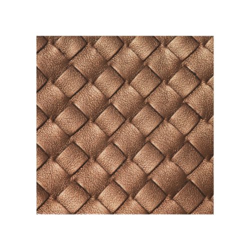 Woven leather bronze color background wood wall art