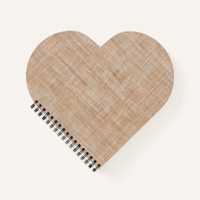 Woven Linen Fabric Texture in Warm Natural Beige Notebook (Front)