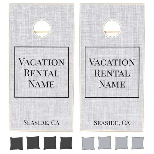 Woven Linen Grey Airbnb Vacation Rental Cornhole Set