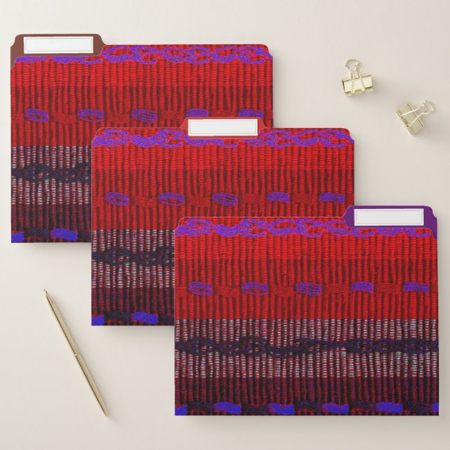 Woven Look Bands in Red Purple File Folder Set