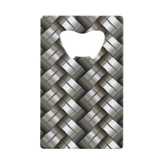 Woven metal pattern credit card bottle opener (Front)