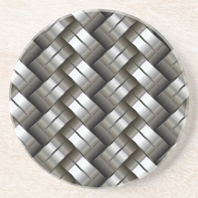 Woven metal pattern drink coaster (Front)