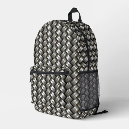 Woven metal pattern printed backpack