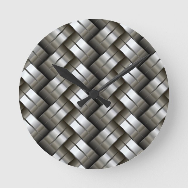 Woven metal pattern round clock (Front)