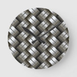 Woven metal pattern round clock