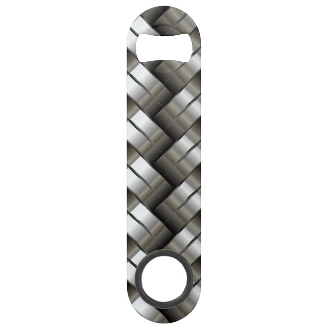 Woven metal pattern speed bottle opener (Front)