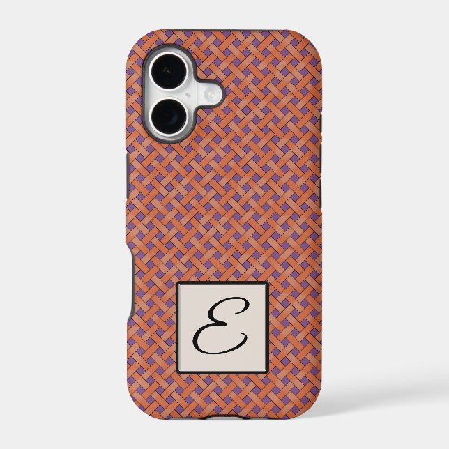 Woven Orange Rattan on Custom Purple with Monogram Case-Mate iPhone Case (Back)