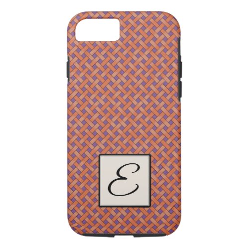 Woven Orange Rattan on Custom Purple with Monogram iPhone 87 Case
