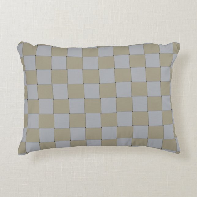 Woven Plaid Lowkey Gold and Silver Graphic Pattern Accent Pillow (Front)