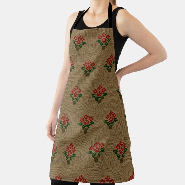 Woven Poinsetta All-Over Apron (Insitu)