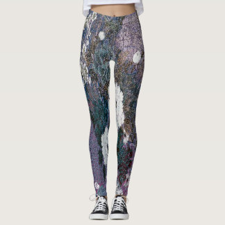 Woven Purple Floral Leggings