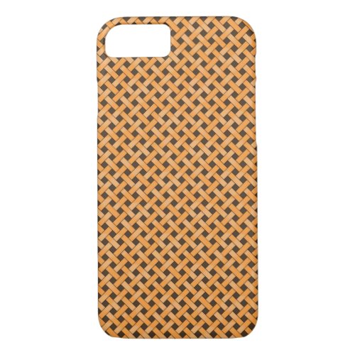 Woven Rattan Pattern Orange on Custom Brown iPhone 87 Case