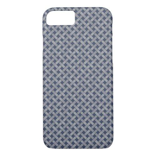 Woven Rattan Pattern Silver on Custom Dark Blue iPhone 87 Case