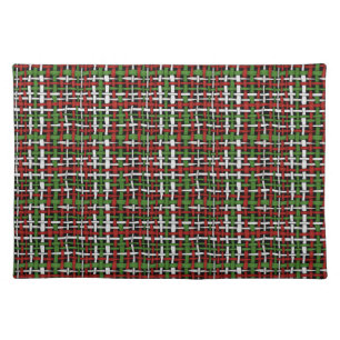 Woven Rough Seasonal Burlap Red Green White Cloth Placemat