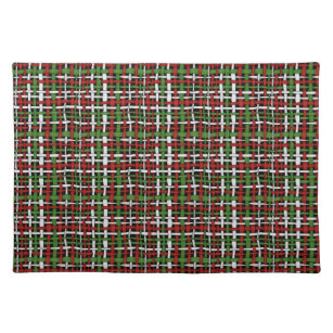 Woven Rough Seasonal Burlap Red Green White Cloth Placemat