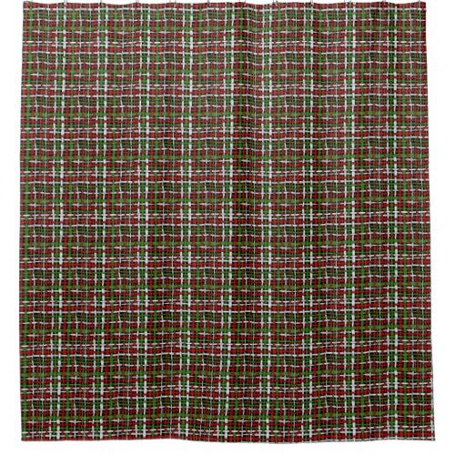 Woven Rough Seasonal Burlap Red Green White Shower Curtain