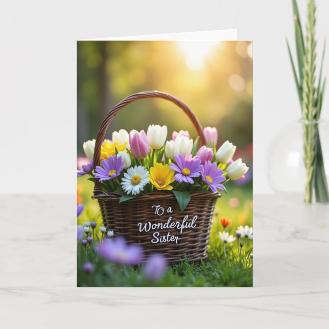 Woven Spring Floral Sister Card (Front)