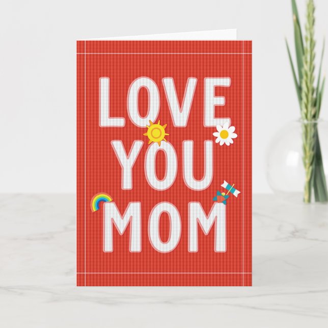 Woven Texture Love You Mom Card (Front)