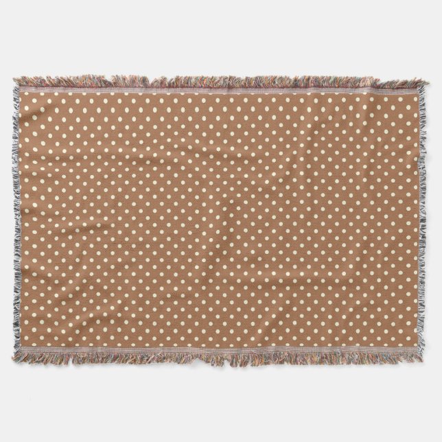 Woven Throw Blanket Dots Dark Brown Cream (Front)