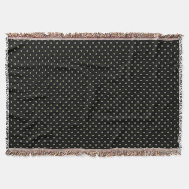 Woven Throw Blanket Dots Dark Green (Front)