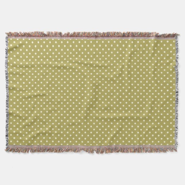 Woven Throw Blanket Dots Middle Green Cream (Front)
