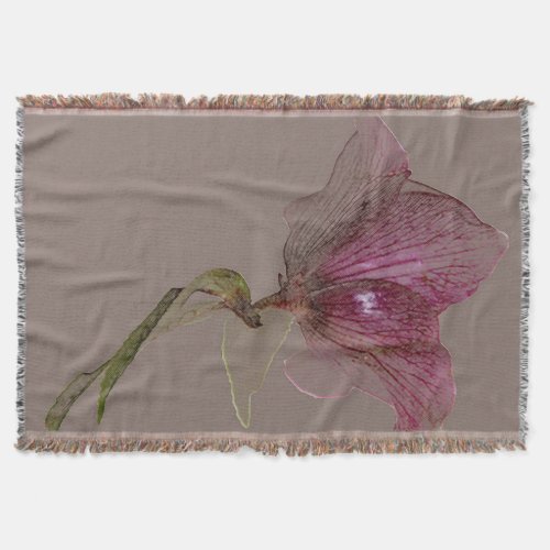 Woven Throw Blanket Flower Design Hellebore