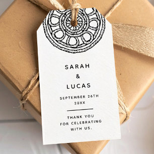 Woven wedding or engagement Favor tag with knots